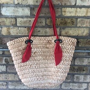 Straw woven tote bag!// beach bag!